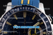 Ulysse Nardin Maxi Marine Diver Miyota OS20 Quartz Steel Case with Blue Dial and Blue Rubber Strap Yellow Stick Markers