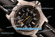 Breitling Avenger Seawolf Swiss ETA 2836 Automatic Stainless Steel Case with Black Leather Bracelet Black Dial and Numeral Markers