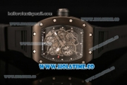 Richard Mille RM 055 Bubba Watson Tourbillon Manual Winding PVD Case with Skeleton Dial Black Rubber Strap and Dot Markers