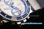 Ulysse Nardin Marine Swiss Valjoux 7750 Automatic Movement Blue Bezel-Silver Dial and Black Rubber Strap