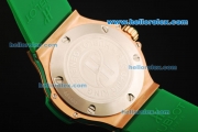 Hublot Big Bang King Swiss Quartz Movement Rose Gold Case with White Dial and Green Rubber Strap