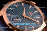 Omega Seamaster Aqua Terra 150 M Small Seconds 6497 Manual Winding Rose Gold Case with Blue Dial and Blue Leather Strap