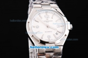 Vacheron Constantin Overseas Automatic Movement Silver Case with White Grid Dial and SS Band