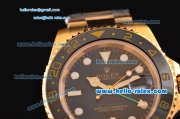 Rolex GMT-Master II Swiss ETA 2836 Automatic Gold Case with Black Dial and White Markers