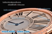 Cartier Ronde Swiss Ronda Quartz Movement Rose Gold Case with White Leather Strap and White Dial