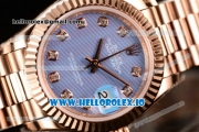 Rolex Datejust Swiss ETA 2671 Automatic Rose Gold Case with Purple Dial Diamonds Markers and Rose Gold Bracelet (BP)