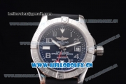 Breitling Avenger II GMT Swiss ETA 2824 Automatic Steel Case with Black Dial Arabic Number Markers and Black Rubber Strap