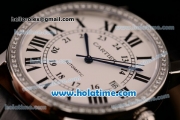 Cartier Ronde Solo Swiss ETA 2836 Automatic Steel Case with Diamond Bezel White Dial and Black Roman Numeral Markers