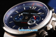 Ulysse Nardin Maxi Marine Swiss Valjoux 7750 Automatic Movement Blue Dial with Blue Rubber Strap