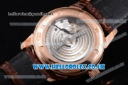IWC Ingenieur Miyota 8205 Automatic Rose Gold Case with White Dial Stick Markers and Brown Leather Strap (YF)