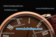 Patek Philippe Calatrava Miyota OS2035 Quartz Rose Gold Case with White Roman Numeral Markers and Brown Dial