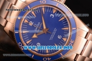Omega Seamaster 300 Master Co-Axial Clone Omega 8500 Automatic Full Rose Gold with Blue Dial and Stick Markers