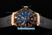Hublot Big Bang King Swiss Valjoux 7750 Automatic Movement Rose Gold Case with Black Bezel-Black Dial and Black Rubber Strap