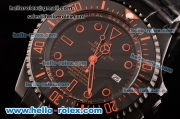 Rolex Sea-Dweller Bamford Asia 2813 Automatic PVD Case with PVD Strap Black Dial Orange Markers