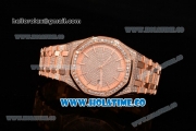 Audemars Piguet Royal Oak 41MM Asia 2813 Automatic Rose Gold/Diamonds Case with Stick Markers Rose Gold Inner Bezel and Diamonds Dial (EF)