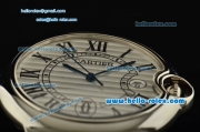 Cartier Ballon Bleu De Swiss ETA 2836 Automatic Steel Case with Black Leather Strap White Dial Roman Markers