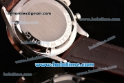 IWC Portuguese Chrono Swiss Valjoux 7750 Automatic Steel Case with Brown Leather Strap and Silver Numeral Markers