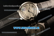 Cartier Ballon Bleu De 9015 Auto Steel Case with White Dial and Black Leather Strap