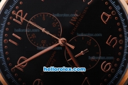 IWC Portuguese Chronograph Swiss Valjoux 7750 Automatic Movement Rose Gold Case with Black Dial