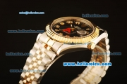 Rolex Datejust II Swiss ETA 2836 Automatic Full Steel with Yellow Gold Bezel and Black Dial-Two Tone Strap