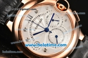 Cartier Ballon Bleu De Medium Chrono Miyota Quartz Rose Gold Case with White Dial and Diamonds Markers