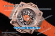 Hublot Masterpiece MP 08 Antikythera Sunmoon Asia 2813 Automatic Rose Gold Case Skeleton Dial Stick Markers and Orange Leather Strap