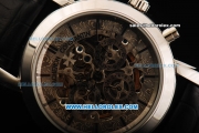 Vacheron Constantin Automatic Movement Steel Case with Skeleton Dial - Black Leather Strap