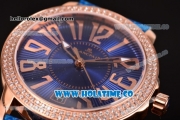 Blancpain Women Ladybird Ultraplate Miyota 9015 Automatic Rose Gold Case with Diamonds Bezel and Blue Dial (G5)