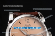 Parmigiani Tonda 39 QF Miyota 9015 Automatic Steel Case with Yellow Dial and Brown Leather Strap Stick/Arabic Numeral Markers