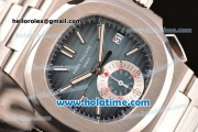 Patek Philippe Nautilus Chrono Swiss Valjoux 7750-SHG Automatic Full Steel with Blue Dial and Stick Markers - 1:1 Original (BP)