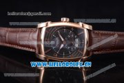 Parmigiani Kalpa Grande Clone Parmigiani PF331.01 Automatic Rose Gold Case with Black Dial Stick/Arabic Numeral Markers and Brown Leather Strap