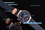 Ulysse Nardin Maxi Marine Chrono Japanese Miyota OS20 Quartz Rose Gold Case with Blue Rubber Strap and Black/Blue Dial