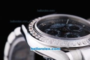 Rolex Daytona Oyster Perpetual Chronometer Automatic ETA Case with White Diamond Bezel,Black MOP Dial and Roman Marking