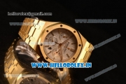 Audemars Piguet Royal Oak Chrono Swiss Valjoux 7750 Automatic Yellow Gold Case White Dial With Stick Markers Yellow Gold Bracelet