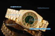 Rolex Day-Date Automatic Full Gold with Green Dial and Diamond Bezel/Strap