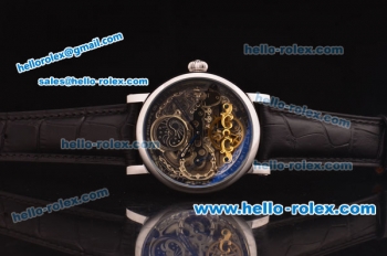 Patek Philippe Skeleton Tourbillon SM Phase Automatic Steel Case Black Leather Strap