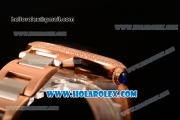 Cartier Rotonde De Miyota Quartz Rose Gold Case/Bracelet with Black Dial and Diamonds Bezel