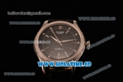 Rolex Cellini Asia Automatic Steel Case with Stick Markers Black Dial and Black Leather Strap
