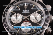 Rolex Daytona Vintage Edition Miyota Quartz Steel Case with Black Dial Stick Markers and Black Nylon Strap (GF)