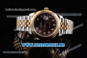 Rolex Datejust II Asia 2813 Automatic Two Tone Case/Bracelet with Brown Dial and Diamonds Markers (BP)