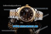 Rolex Datejust II Asia 2813 Automatic Two Tone Case/Bracelet with Brown Dial and Diamonds Markers (BP)