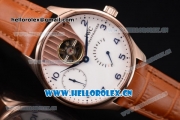 IWC Portuguese Tourbillon Asia ST25 Automatic Rose Gold Case with Wihte Dial Arabic Numeral Markers and Brown Leather Strap