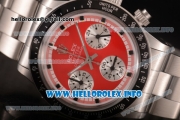 Rolex Daytona Vintage Chrono Miyota OS20 Quartz Steel Case/Bracelet with Red Dial and Point Markers - White Inner Bezel