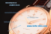 Patek Philippe Calatrava Swiss ETA 2824 Automatic Rose Gold Case with Brown Leather Strap and White Dial Roman Markers