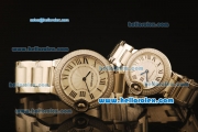 Cartier Ballon Bleu De Swiss ETA Quartz Steel Case with Diamond Bezel and Beige Dial-SS Strap