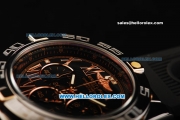 Breitling Chronomat B01 Chronograph Miyota Quartz Movement Steel Case with Rose Gold Roman Numerals and Black Rubber Strap