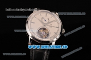 Vacheron Constantin Patrimony Swiss Tourbillon Manual Winding Steel Case with White Dial Black Alligator Strap and Stick Markers