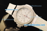 Hublot Big Bang King Chronograph Miyota Quartz Movement Steel Case with White Dial and White Rubber Strap