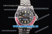 Rolex GMT-Master Vintage Asia 2813 Automatic Stainless Steel Case/Bracelet with Black Dial and Dot Markers