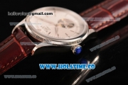 Rolex Cellini Tourbillon Swiss ETA 2824 Automatic Steel Case with Silver Stick Markers Brown Leather Strap and White Dial